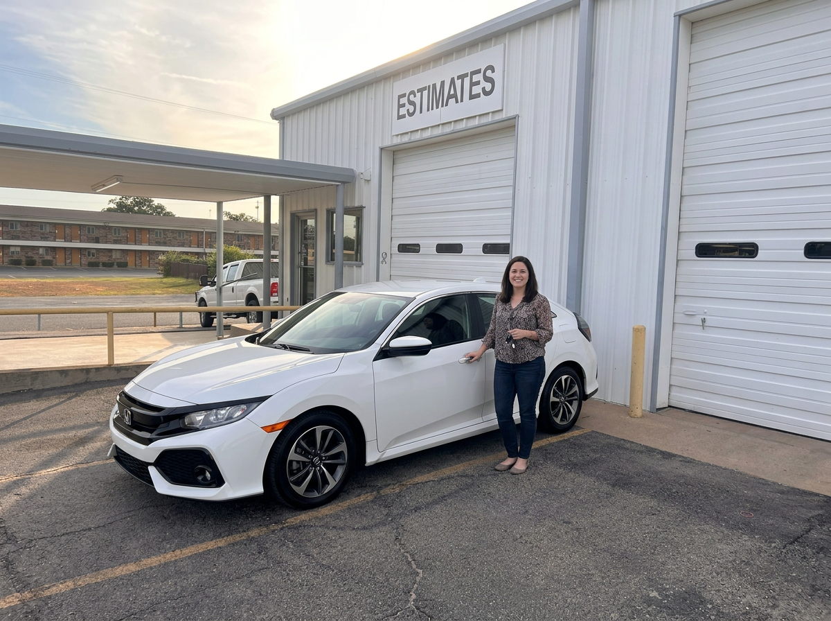 Customer Elena with vehicle