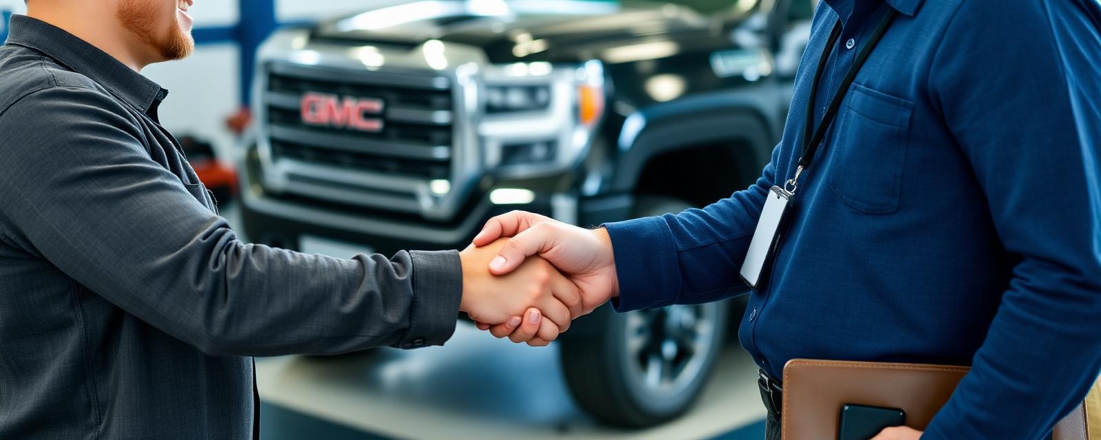 Customer handshake at collision center